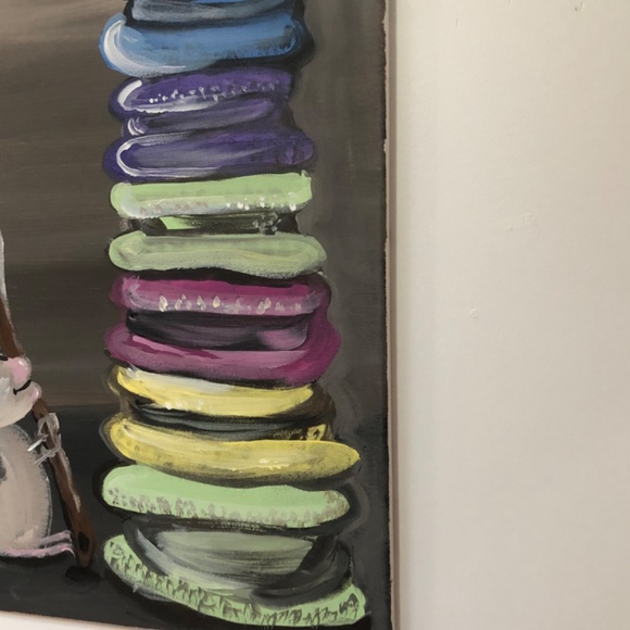 Hand painted acrylic painting mouse baking French macarons - Picture 3 of 4
